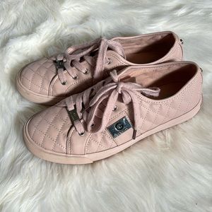 G by Guess pink quilted low top sneakers